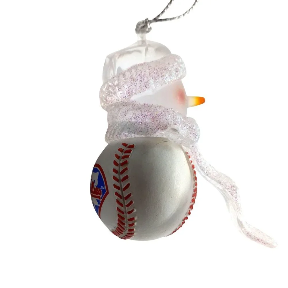 Philadelphia Phillies Snowman Baseball Ornament Christmas Tree Snowman - Picture 4 of 7
